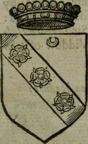 An illustration from A catalogve and succession of the kings, princes, dukes, marquesses, earles, and viscounts of this realme of England, since the Norman conquest, to this present yeere 1622. Together with their armes, wiues, and children; the times of their deaths and burials, with many of their memorable actions, 1622, leaf 403