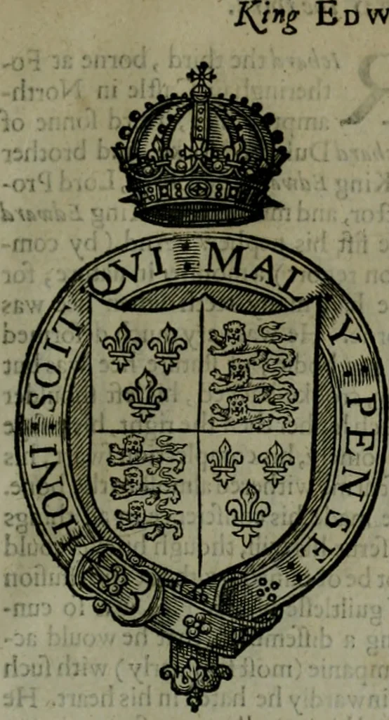 An illustration from A catalogve and succession of the kings, princes, dukes, marquesses, earles, and viscounts of this realme of England, since the Norman conquest, to this present yeere 1622. Together with their armes, wiues, and children; the times of their deaths and burials, with many of their memorable actions, 1622, leaf 44