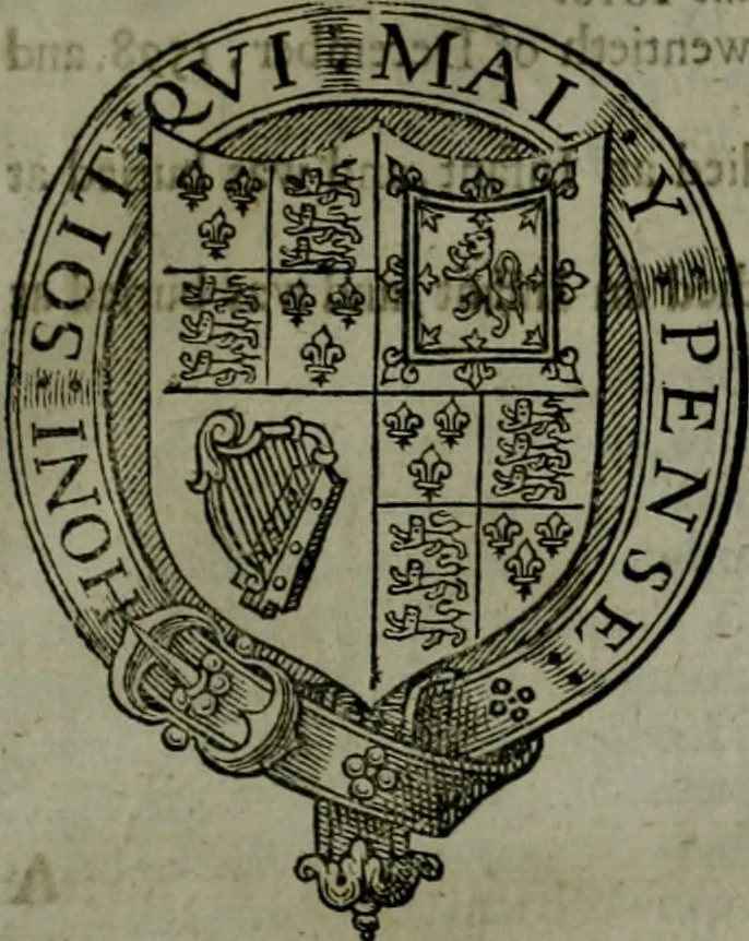 An illustration from A catalogve and succession of the kings, princes, dukes, marquesses, earles, and viscounts of this realme of England, since the Norman conquest, to this present yeere 1622. Together with their armes, wiues, and children; the times of their deaths and burials, with many of their memorable actions, 1622, leaf 54