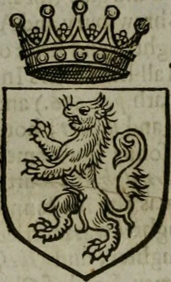An illustration from A catalogve and succession of the kings, princes, dukes, marquesses, earles, and viscounts of this realme of England, since the Norman conquest, to this present yeere 1622. Together with their armes, wiues, and children; the times of their deaths and burials, with many of their memorable actions, 1622, leaf 57