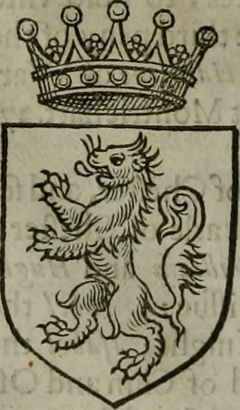 An illustration from A catalogve and succession of the kings, princes, dukes, marquesses, earles, and viscounts of this realme of England, since the Norman conquest, to this present yeere 1622. Together with their armes, wiues, and children; the times of their deaths and burials, with many of their memorable actions, 1622, leaf 59