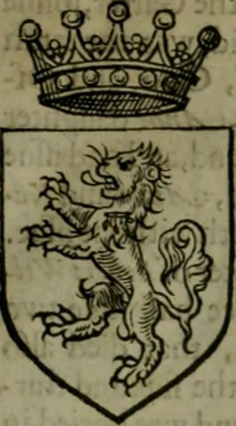 An illustration from A catalogve and succession of the kings, princes, dukes, marquesses, earles, and viscounts of this realme of England, since the Norman conquest, to this present yeere 1622. Together with their armes, wiues, and children; the times of their deaths and burials, with many of their memorable actions, 1622, leaf 64