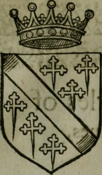 An illustration from A catalogve and succession of the kings, princes, dukes, marquesses, earles, and viscounts of this realme of England, since the Norman conquest, to this present yeere 1622. Together with their armes, wiues, and children; the times of their deaths and burials, with many of their memorable actions, 1622, leaf 66