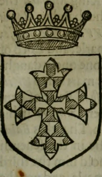 An illustration from A catalogve and succession of the kings, princes, dukes, marquesses, earles, and viscounts of this realme of England, since the Norman conquest, to this present yeere 1622. Together with their armes, wiues, and children; the times of their deaths and burials, with many of their memorable actions, 1622, leaf 68