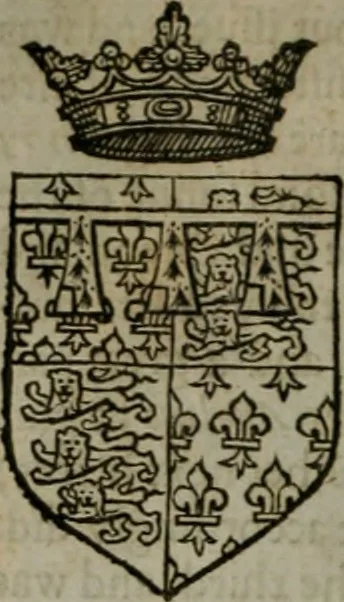 An illustration from A catalogve and succession of the kings, princes, dukes, marquesses, earles, and viscounts of this realme of England, since the Norman conquest, to this present yeere 1622. Together with their armes, wiues, and children; the times of their deaths and burials, with many of their memorable actions, 1622, leaf 71