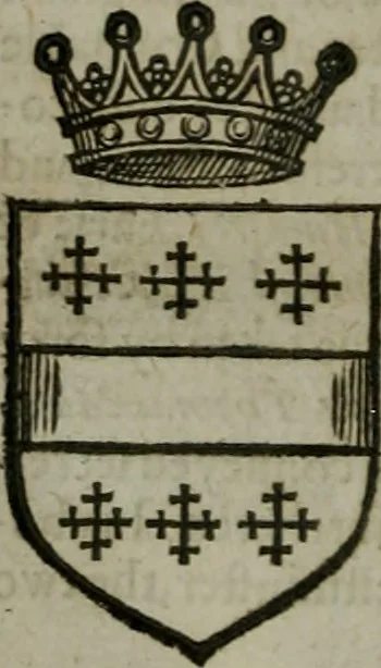An illustration from A catalogve and succession of the kings, princes, dukes, marquesses, earles, and viscounts of this realme of England, since the Norman conquest, to this present yeere 1622. Together with their armes, wiues, and children; the times of their deaths and burials, with many of their memorable actions, 1622, leaf 71