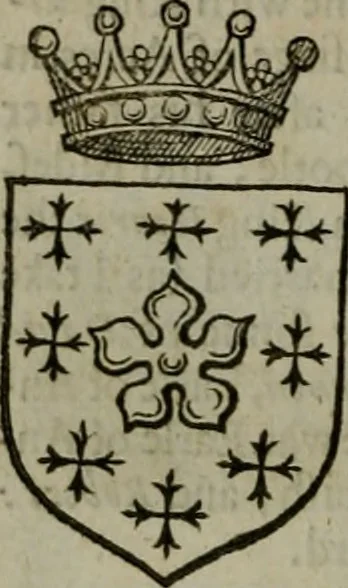 An illustration from A catalogve and succession of the kings, princes, dukes, marquesses, earles, and viscounts of this realme of England, since the Norman conquest, to this present yeere 1622. Together with their armes, wiues, and children; the times of their deaths and burials, with many of their memorable actions, 1622, leaf 73