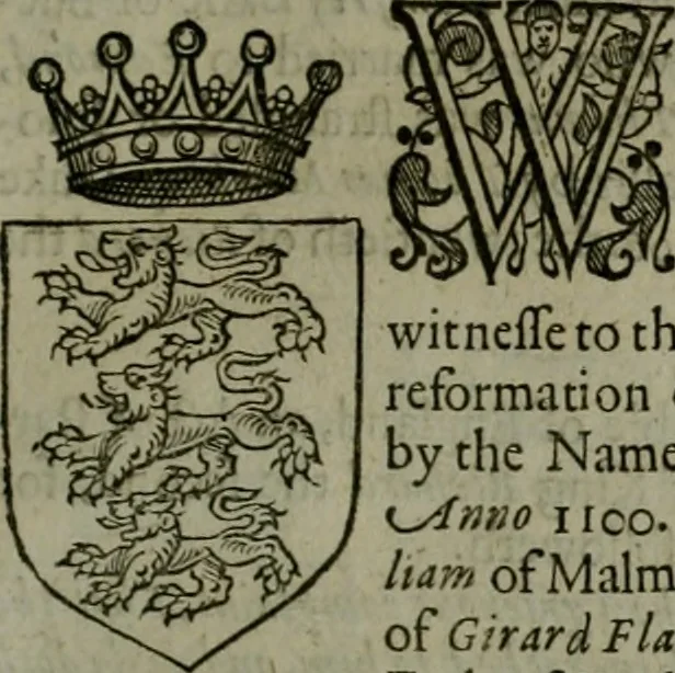 An illustration from A catalogve and succession of the kings, princes, dukes, marquesses, earles, and viscounts of this realme of England, since the Norman conquest, to this present yeere 1622. Together with their armes, wiues, and children; the times of their deaths and burials, with many of their memorable actions, 1622, leaf 76