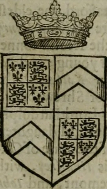 An illustration from A catalogve and succession of the kings, princes, dukes, marquesses, earles, and viscounts of this realme of England, since the Norman conquest, to this present yeere 1622. Together with their armes, wiues, and children; the times of their deaths and burials, with many of their memorable actions, 1622, leaf 79