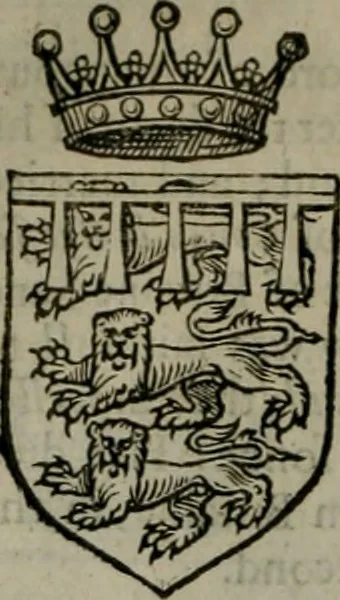 An illustration from A catalogve and succession of the kings, princes, dukes, marquesses, earles, and viscounts of this realme of England, since the Norman conquest, to this present yeere 1622. Together with their armes, wiues, and children; the times of their deaths and burials, with many of their memorable actions, 1622, leaf 89