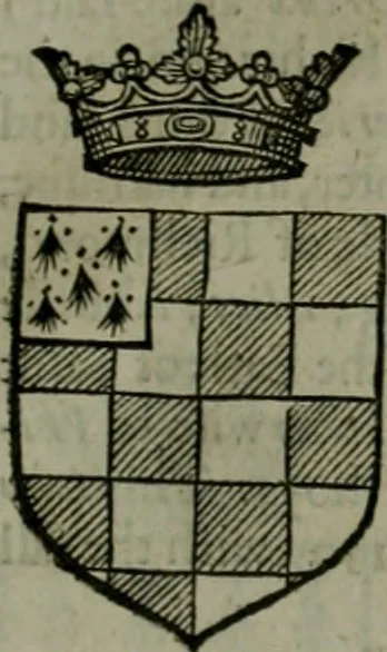 An illustration from A catalogve and succession of the kings, princes, dukes, marquesses, earles, and viscounts of this realme of England, since the Norman conquest, to this present yeere 1622. Together with their armes, wiues, and children; the times of their deaths and burials, with many of their memorable actions, 1622, leaf 90