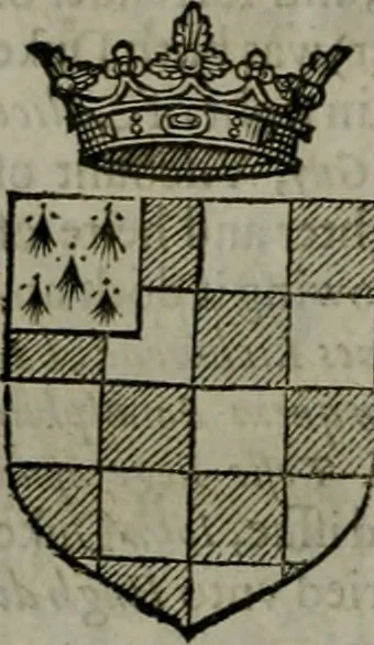 An illustration from A catalogve and succession of the kings, princes, dukes, marquesses, earles, and viscounts of this realme of England, since the Norman conquest, to this present yeere 1622. Together with their armes, wiues, and children; the times of their deaths and burials, with many of their memorable actions, 1622, leaf 91