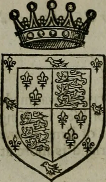 An illustration from A catalogve and succession of the kings, princes, dukes, marquesses, earles, and viscounts of this realme of England, since the Norman conquest, to this present yeere 1622. Together with their armes, wiues, and children; the times of their deaths and burials, with many of their memorable actions, 1622, leaf 95