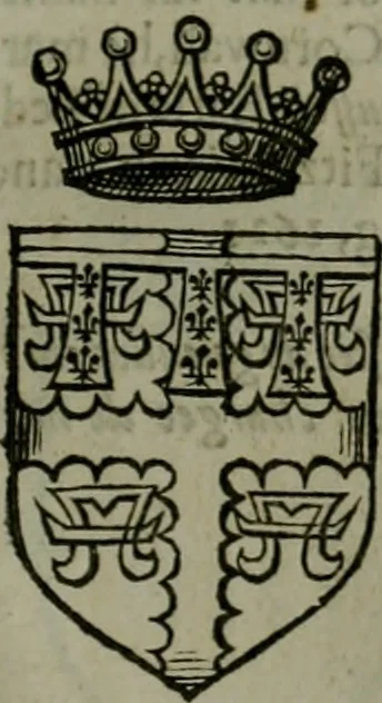An illustration from A catalogve and succession of the kings, princes, dukes, marquesses, earles, and viscounts of this realme of England, since the Norman conquest, to this present yeere 1622. Together with their armes, wiues, and children; the times of their deaths and burials, with many of their memorable actions, 1622, leaf 98