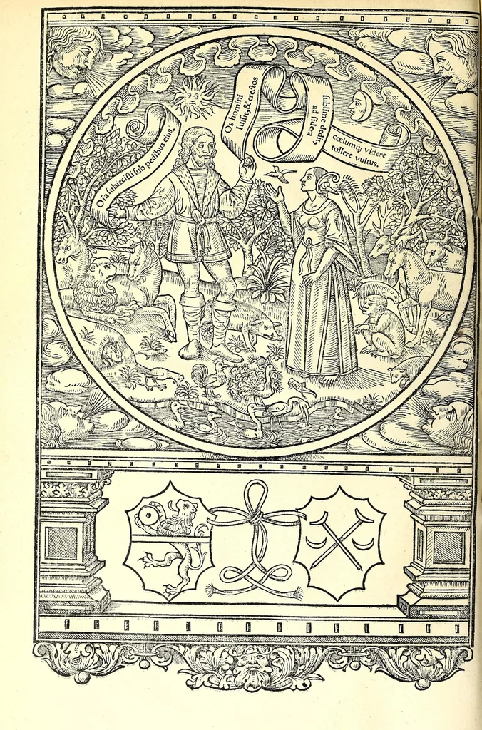 An illustration from Catalogvs gloriae mundi : laudes, honores, excellentias, ac pre̜eminentias omniũ fere statuũ, plurimarumq[ue] rerũ illius continẽs, 1546, leaf 104