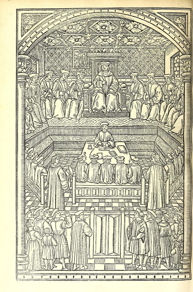 An illustration from Catalogvs gloriae mundi : laudes, honores, excellentias, ac pre̜eminentias omniũ fere statuũ, plurimarumq[ue] rerũ illius continẽs, 1546, leaf 306