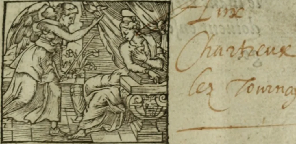 An illustration from Catechisme et sommaire de la religion chrestinne : fait par l'ordonnance et decret du S. Concile de Trente, qui commande à tous Curez de l'enseigner au peuple, 1583, leaf 4