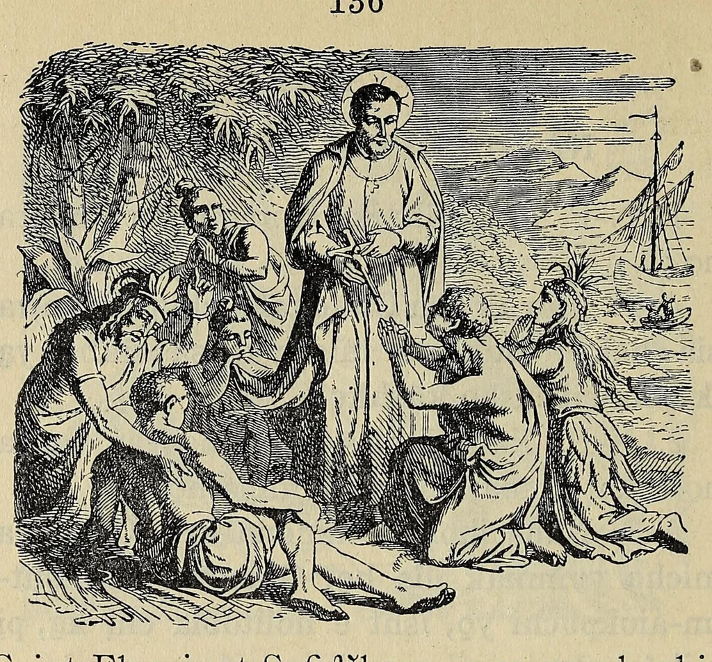 An illustration from A catechism of the Catholic religion, tr. into the Choctaw language .., 1916, leaf 140