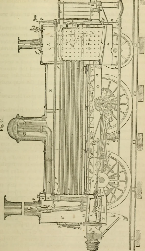An illustration from A catechism of the steam engine in its various applications to mines, mills, steam navigation, railways, and agriculture. With practical instructions for the manufacture and management of engines of every class, 1864, leaf 84