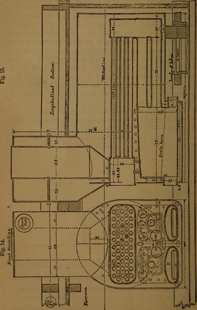 An illustration from A catechism of the steam engine and its various applications to mines, mills, steam navigation, railways, and agriculture, 1876, leaf 57