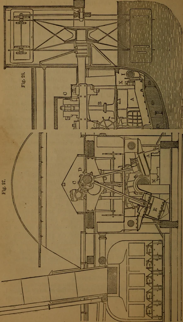 An illustration from A catechism of the steam engine and its various applications to mines, mills, steam navigation, railways, and agriculture, 1876, leaf 77