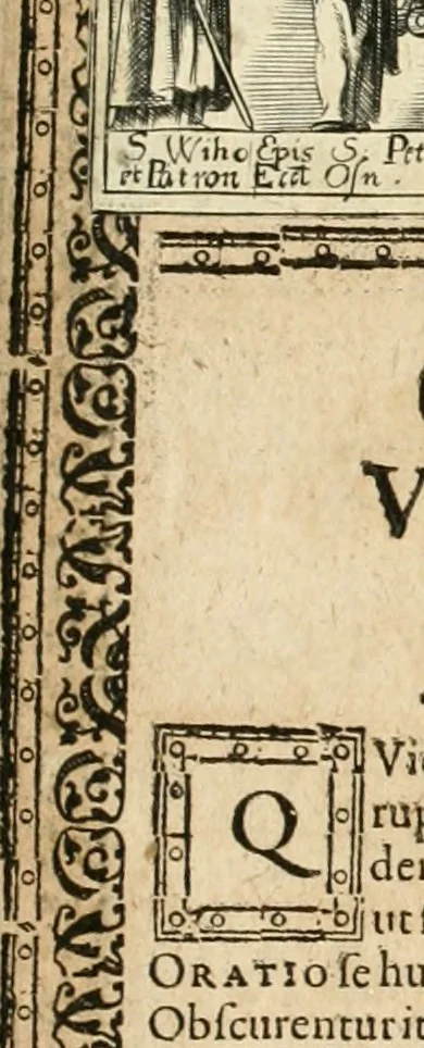 An illustration from Catena aurea virtutum episcopalium : anathema diuinae gloriae ad aras caelestium gratiarum affixum : nec non reverendissimo atque illustrissimo S. Rom. Imperii principi ac domino, D. Francisco Guilielmo episcopo Osnabrugensi et Verdensi, praeposito Ratisbonensi etc., comiti de Wartenberg, domino in Waldt, &c. : cum anno reparatae salutis humanae M.DC.XXXI. novi episcopatus Mindensis, novam mitram, clavemq[ue] sibi a sanctiss. d. n. Urbano papa VIII. oblatam ab invictissimo imperatore Ferdinando II. confirmatam, acceptaret, oblatum ac consecratum ab eiusdem Suae Celsitudinis Collegio Societatis Jesu Osnabrugi fundato, 1631, leaf 50