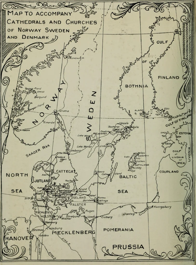 An illustration from The cathedrals and churches of Norway, Sweden and Denmark, 1908, leaf 1