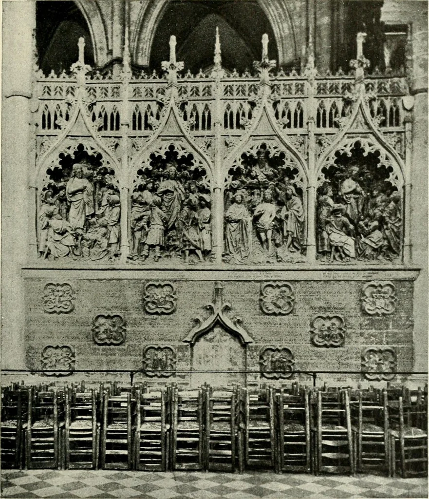 An illustration from Cathedrals and cloisters of the Isle de France : including Bourges, Troyes, Reims and Rouen, 1910, leaf 120