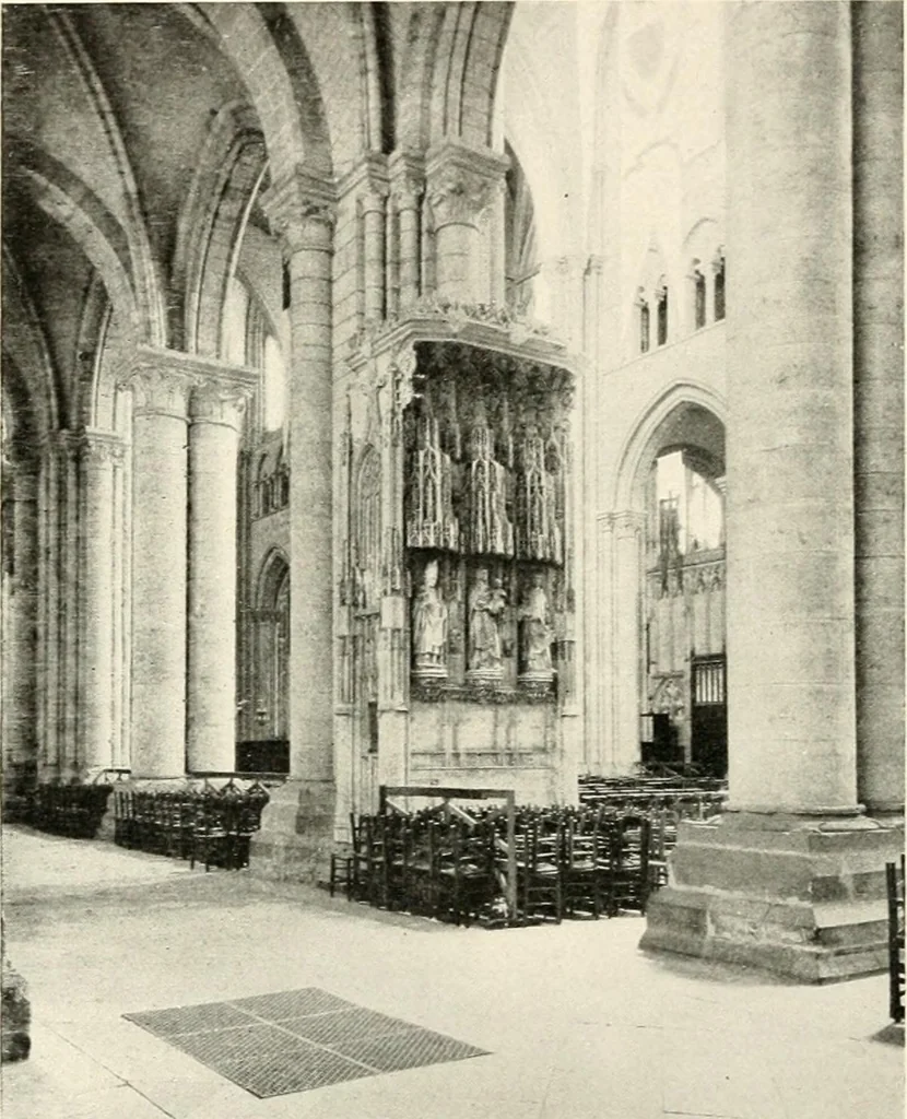 An illustration from Cathedrals and cloisters of the Isle de France : including Bourges, Troyes, Reims and Rouen, 1910, leaf 165