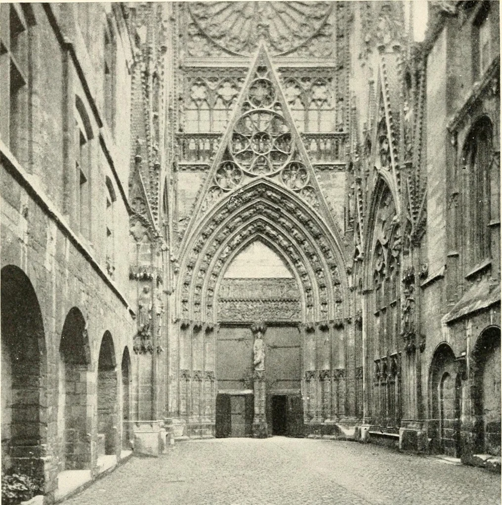 An illustration from Cathedrals and cloisters of the Isle de France : including Bourges, Troyes, Reims and Rouen, 1910, leaf 35