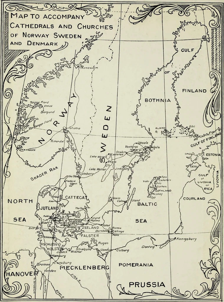 An illustration from The cathedrals and churches of Norway, Sweden and Denmark, 1908, leaf 1