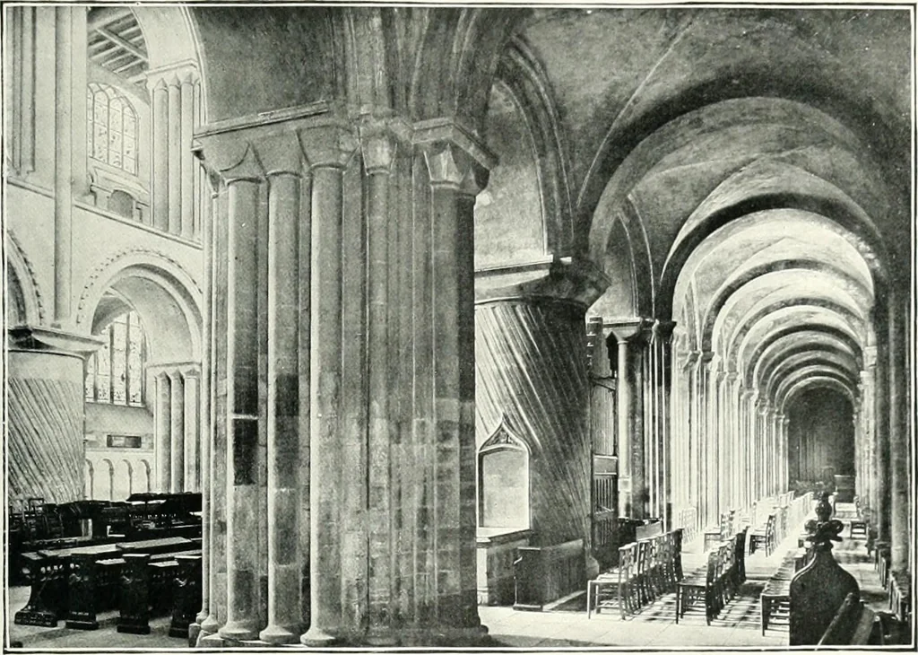 An illustration from The Cathedrals of England and Wales : their history, architecture, and associations ; with a series of Rembrandt plates and many illustrations in the text, 1906, leaf 134