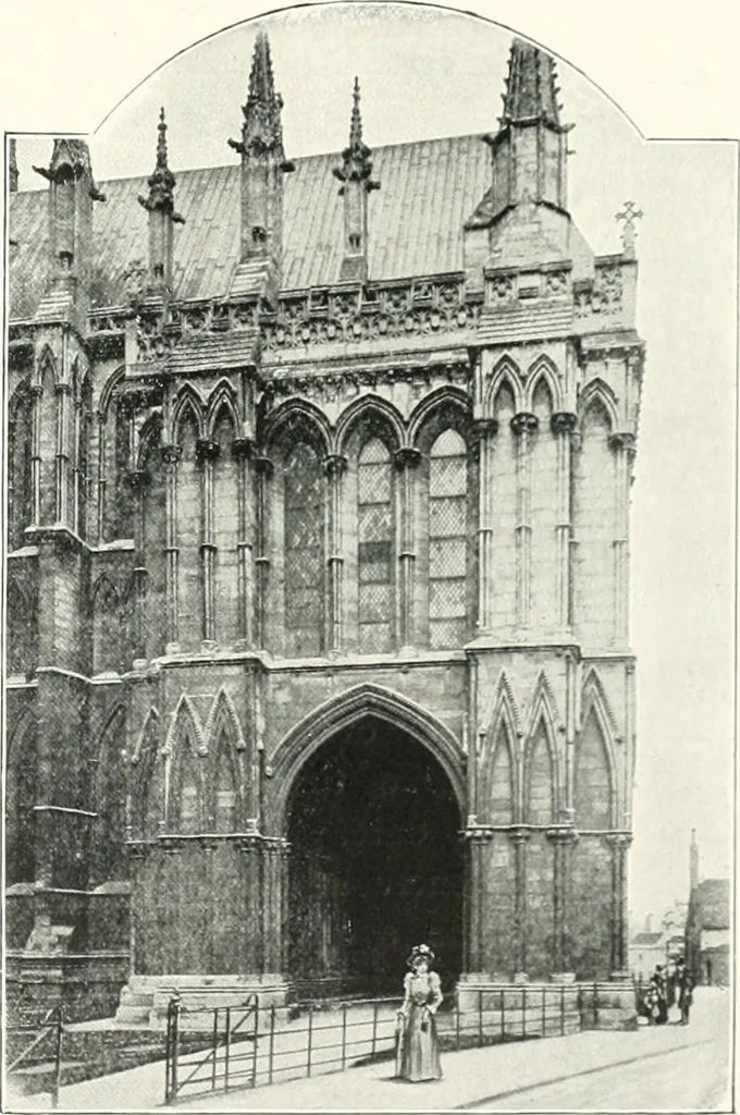 An illustration from The Cathedrals of England and Wales : their history, architecture, and associations ; with a series of Rembrandt plates and many illustrations in the text, 1906, leaf 144