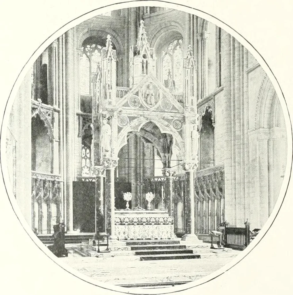 An illustration from The Cathedrals of England and Wales : their history, architecture, and associations ; with a series of Rembrandt plates and many illustrations in the text, 1906, leaf 189