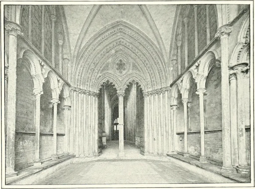 An illustration from The Cathedrals of England and Wales : their history, architecture, and associations ; with a series of Rembrandt plates and many illustrations in the text, 1906, leaf 204