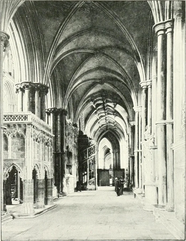 An illustration from The Cathedrals of England and Wales : their history, architecture, and associations ; with a series of Rembrandt plates and many illustrations in the text, 1906, leaf 206