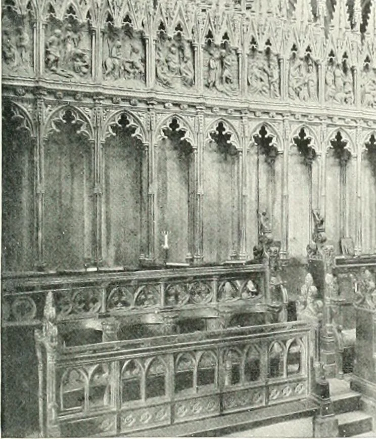 An illustration from The Cathedrals of England and Wales : their history, architecture, and associations ; with a series of Rembrandt plates and many illustrations in the text, 1906, leaf 210