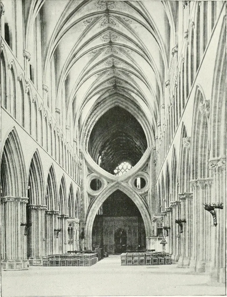 An illustration from The Cathedrals of England and Wales : their history, architecture, and associations ; with a series of Rembrandt plates and many illustrations in the text, 1906, leaf 228
