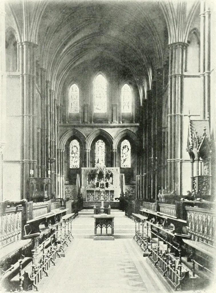 An illustration from The Cathedrals of England and Wales : their history, architecture, and associations ; with a series of Rembrandt plates and many illustrations in the text, 1906, leaf 270