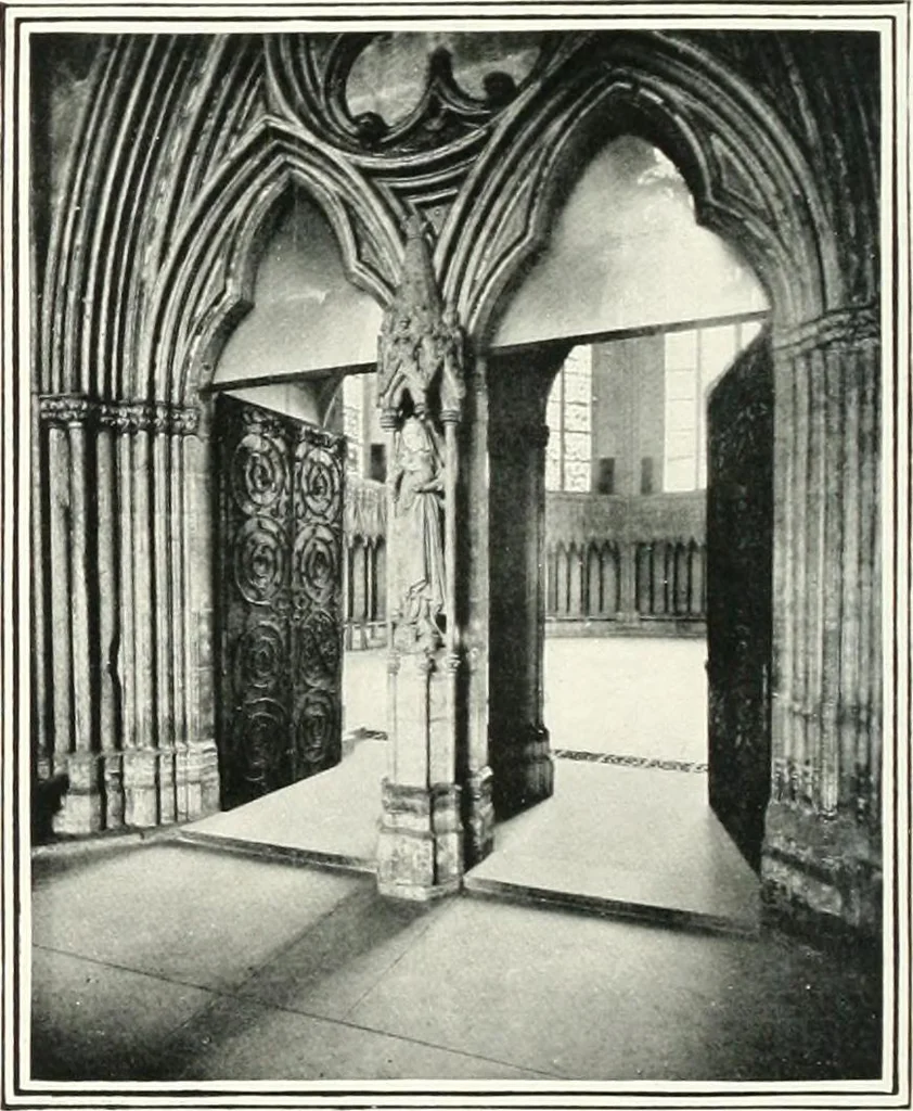 An illustration from The Cathedrals of England and Wales : their history, architecture, and associations ; with a series of Rembrandt plates and many illustrations in the text, 1906, leaf 47