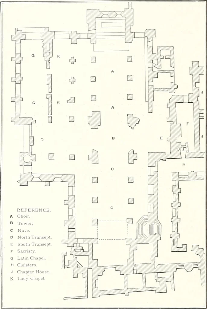 An illustration from The Cathedrals of England and Wales : their history, architecture, and associations ; with a series of Rembrandt plates and many illustrations in the text, 1906, leaf 113