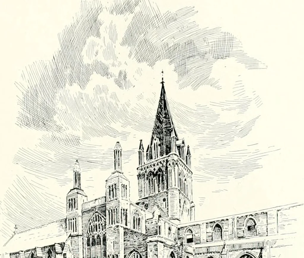An illustration from The Cathedrals of England and Wales : their history, architecture, and associations ; with a series of Rembrandt plates and many illustrations in the text, 1906, leaf 114