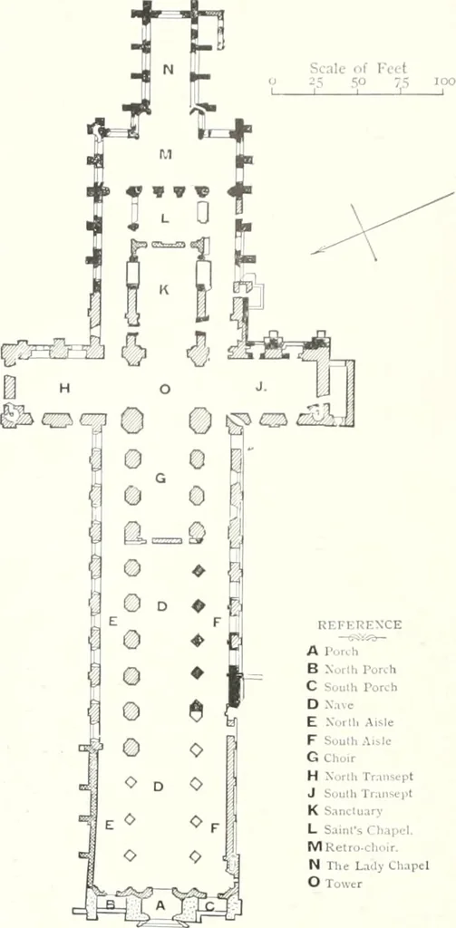An illustration from The Cathedrals of England and Wales : their history, architecture, and associations ; with a series of Rembrandt plates and many illustrations in the text, 1906, leaf 139