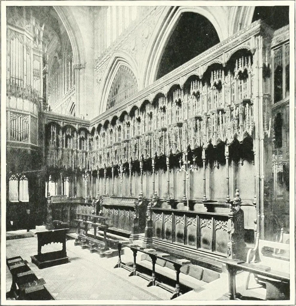 An illustration from The Cathedrals of England and Wales : their history, architecture, and associations ; with a series of Rembrandt plates and many illustrations in the text, 1906, leaf 154