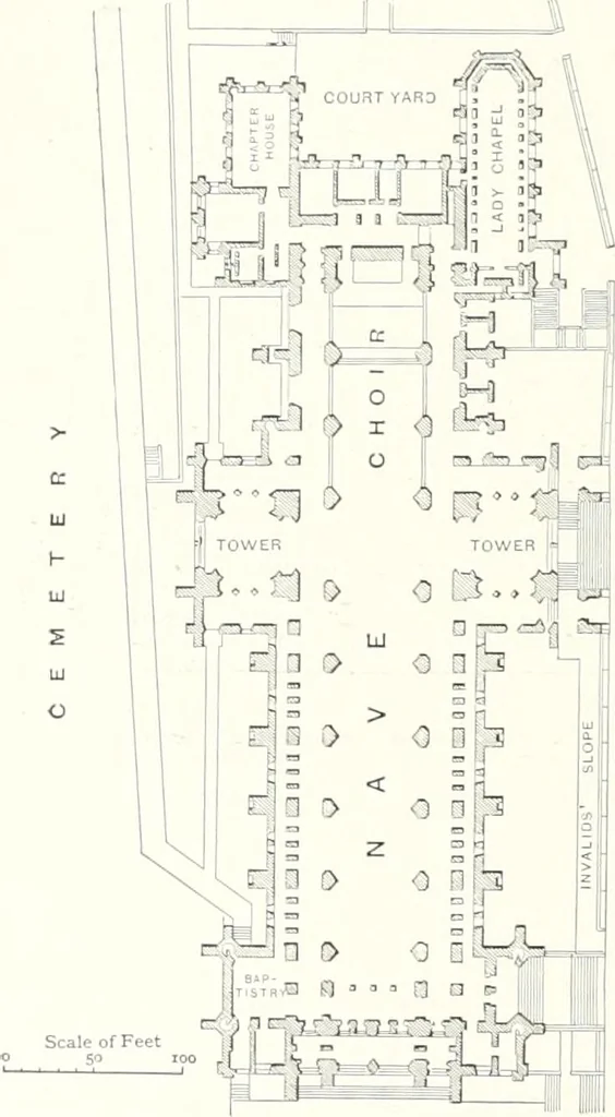 An illustration from The Cathedrals of England and Wales : their history, architecture, and associations ; with a series of Rembrandt plates and many illustrations in the text, 1906, leaf 159