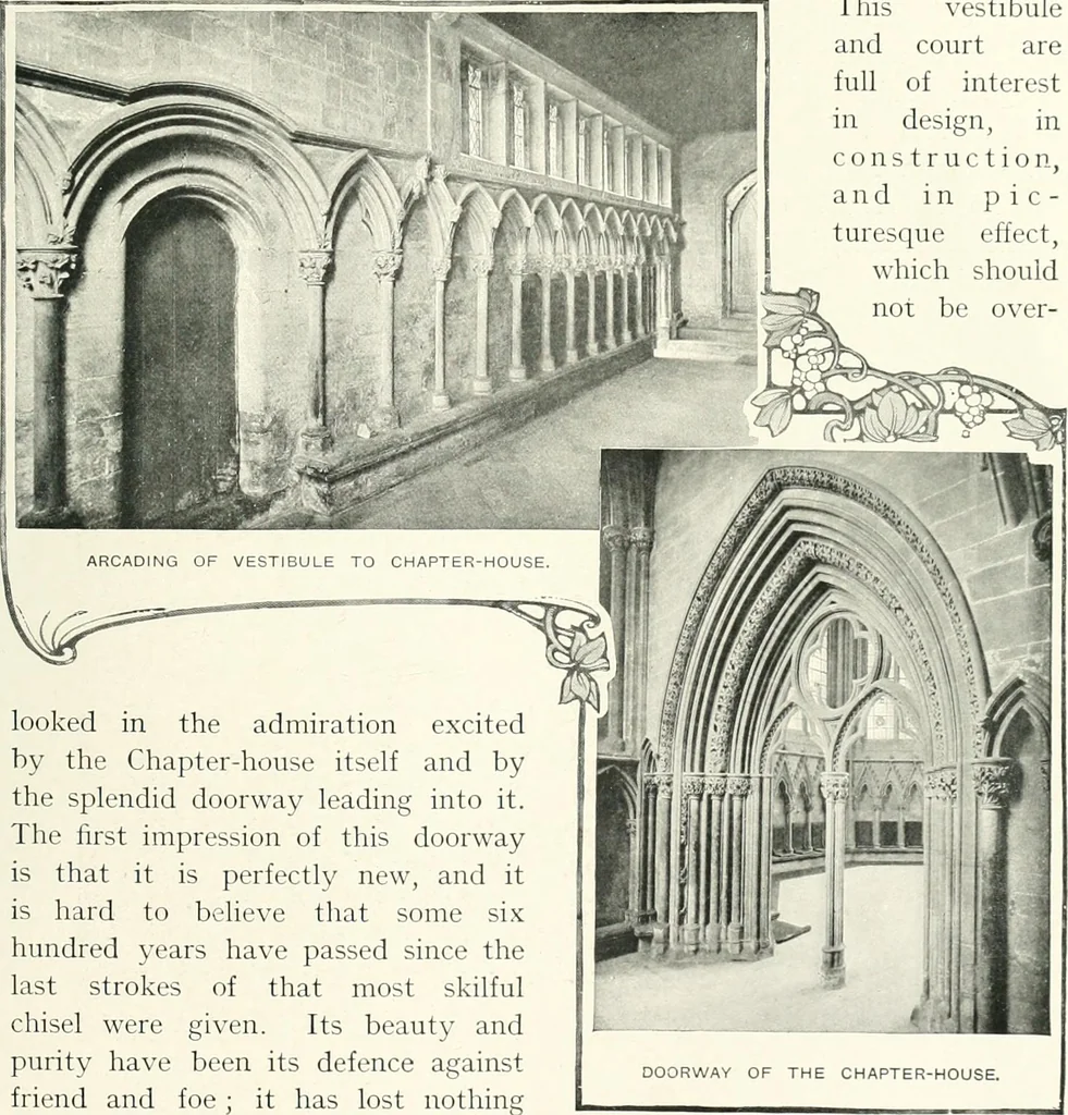 An illustration from The Cathedrals of England and Wales : their history, architecture, and associations ; with a series of Rembrandt plates and many illustrations in the text, 1906, leaf 188
