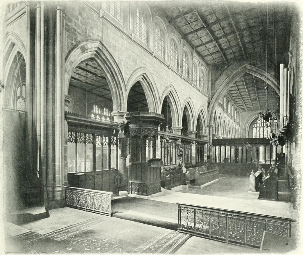 An illustration from The Cathedrals of England and Wales : their history, architecture, and associations ; with a series of Rembrandt plates and many illustrations in the text, 1906, leaf 196