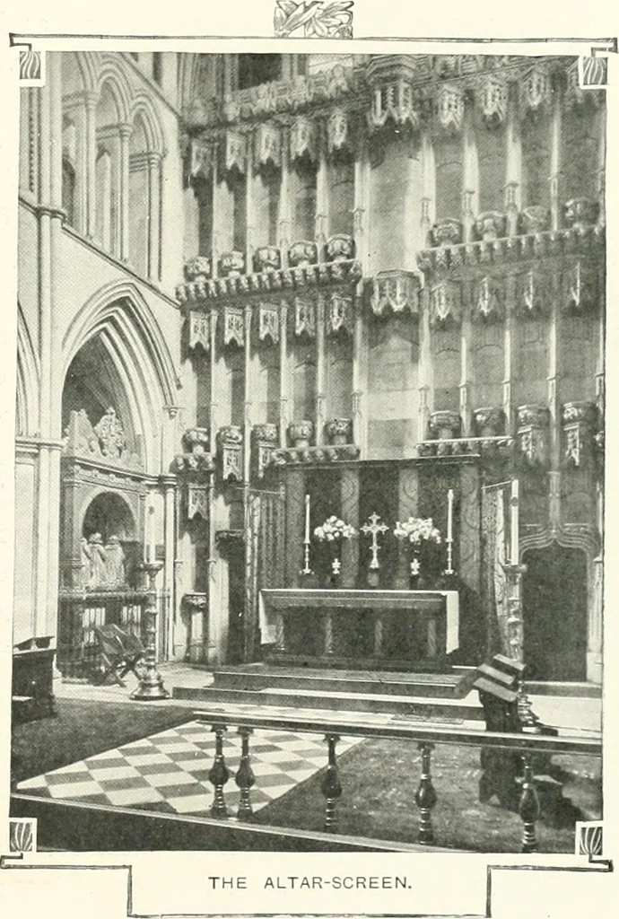 An illustration from The Cathedrals of England and Wales : their history, architecture, and associations ; with a series of Rembrandt plates and many illustrations in the text, 1906, leaf 206