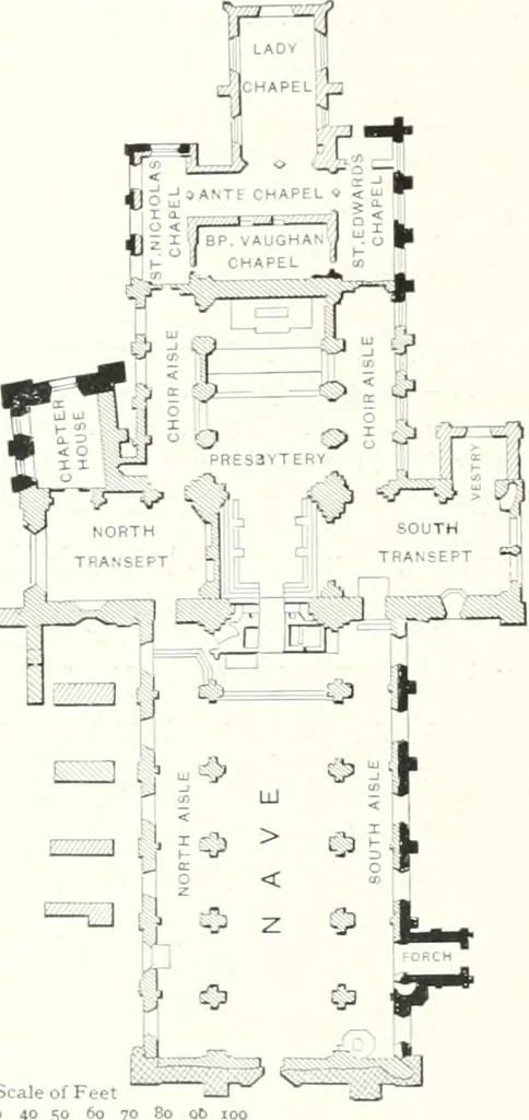 An illustration from The Cathedrals of England and Wales : their history, architecture, and associations ; with a series of Rembrandt plates and many illustrations in the text, 1906, leaf 221