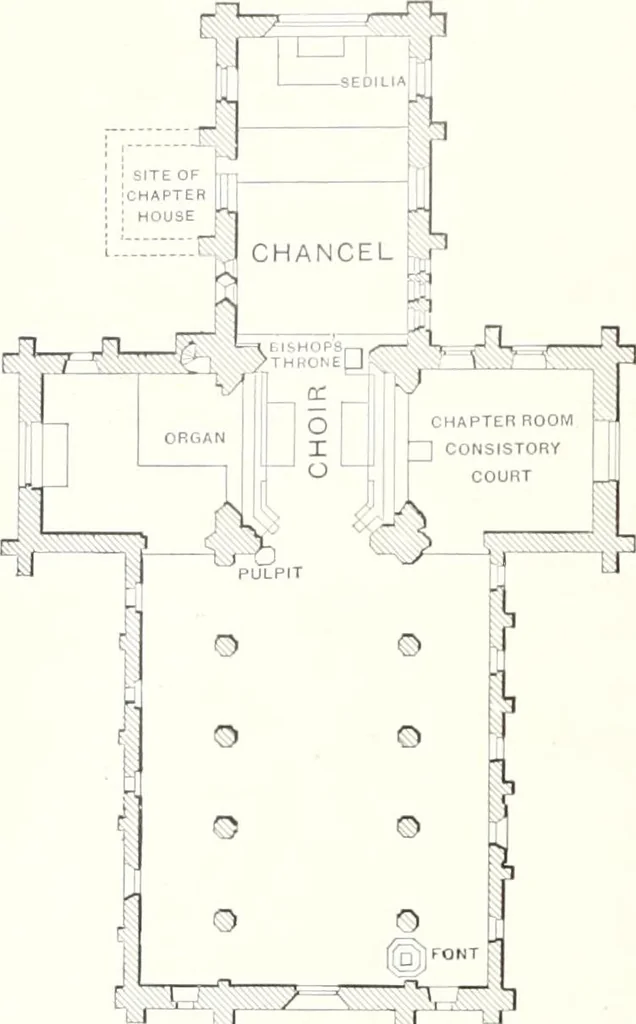 An illustration from The Cathedrals of England and Wales : their history, architecture, and associations ; with a series of Rembrandt plates and many illustrations in the text, 1906, leaf 243